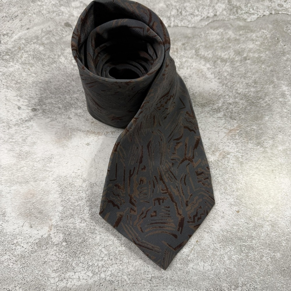 Valentino Silk Tie Mens One Size Gray‎ Abstract Geometric Made Italy Necktie